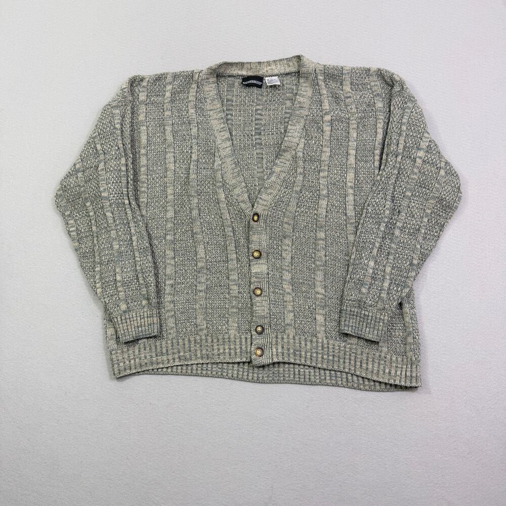 Vintage Expressions Cardigan Sweater Extra Large Geometric Knit 90s Grandpa